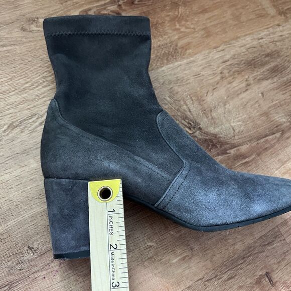 Aquatalia Suede Heeled Ankle Bootie Womens Sz 7 M Gray Leather Zip Italy Neutral - Picture 12 of 12